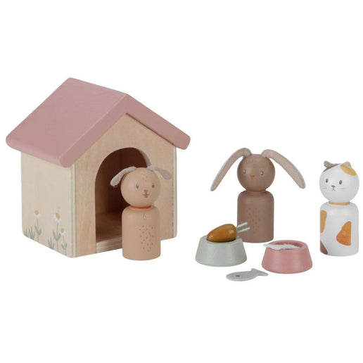 Set de animale de companie pentru căsuță de păpuși din lemn