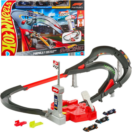 Hot Wheels Racing Formula 1 Pista de start, set F1 cu 3 mașinuțe Hot Wheels