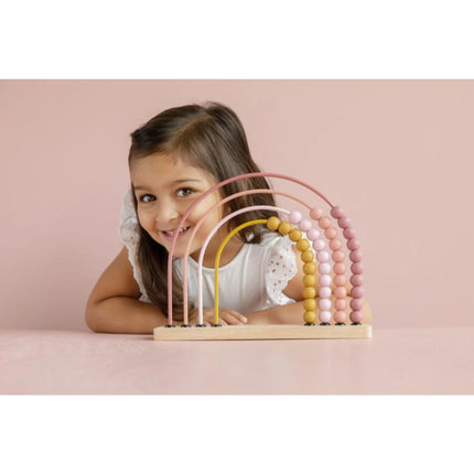 Numărătoare din lemn curcubeu Pink