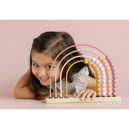 Numărătoare din lemn curcubeu Pink