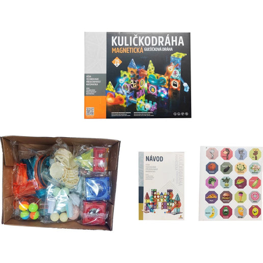 Pistă de bile magnetică cu lumină 75 buc.